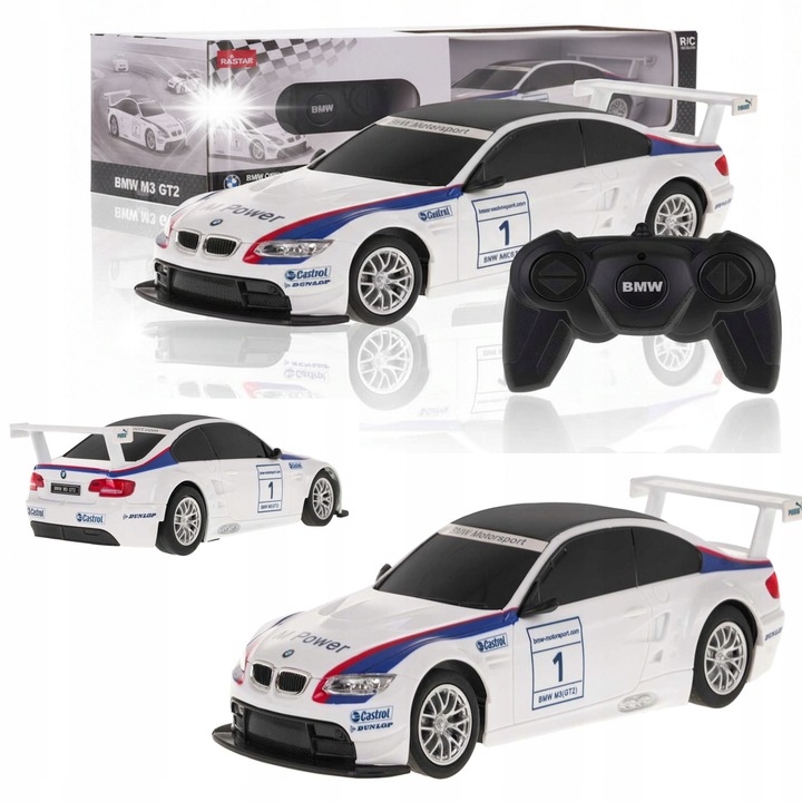 Masinuta R/C BMW M3 1:24, alb, 19,7x8,2x5,5cm, set cu telecomanda