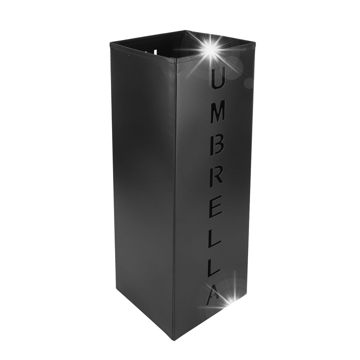 Suport umbrele metalic, kwadratowy, compact, negru, 42x16x16cm