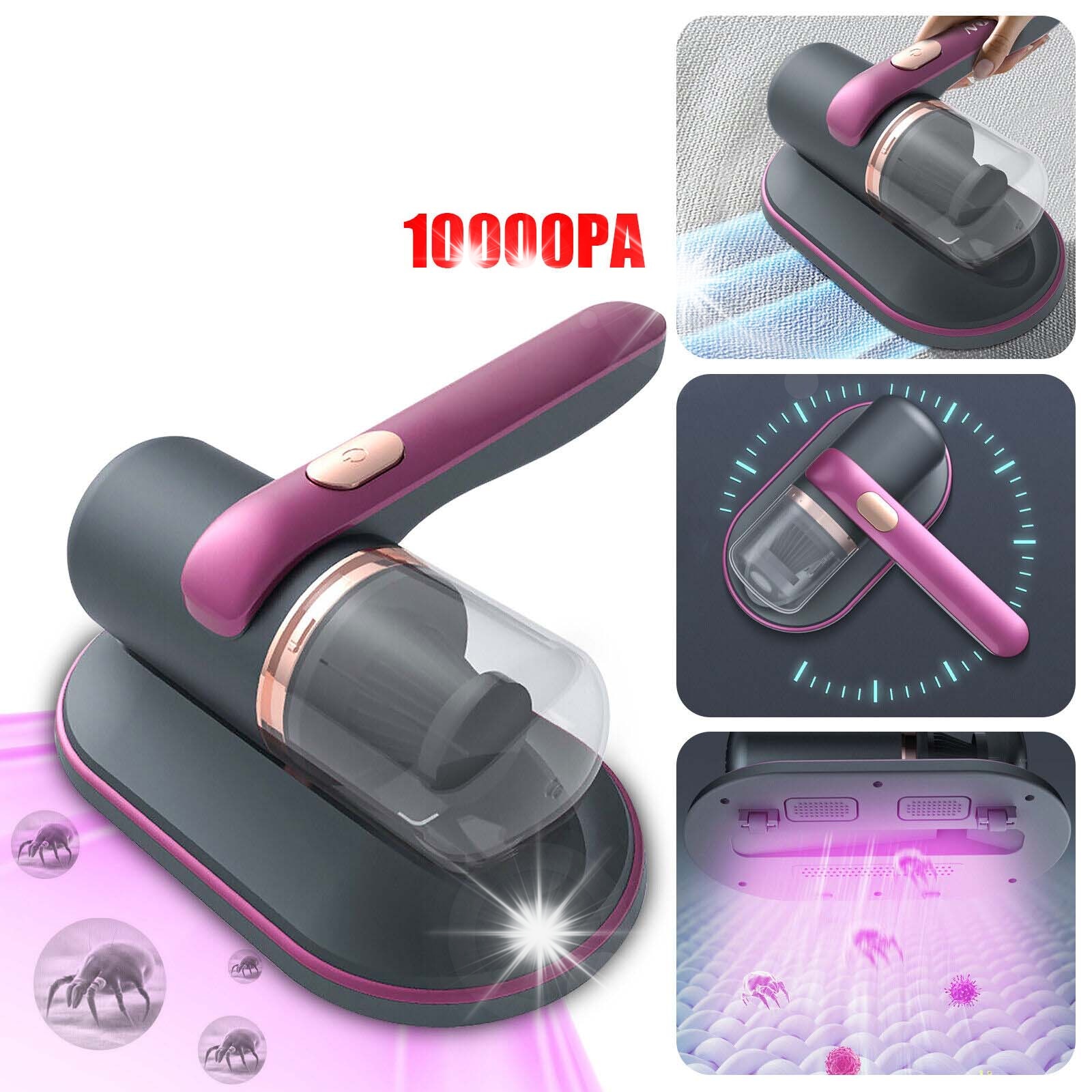 Aspirator pentru acarieni, cu lumina UV, pentru saltele si canapele