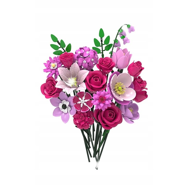 Plante artificiale, CUBIMANA, buchet flori roz, decorativ