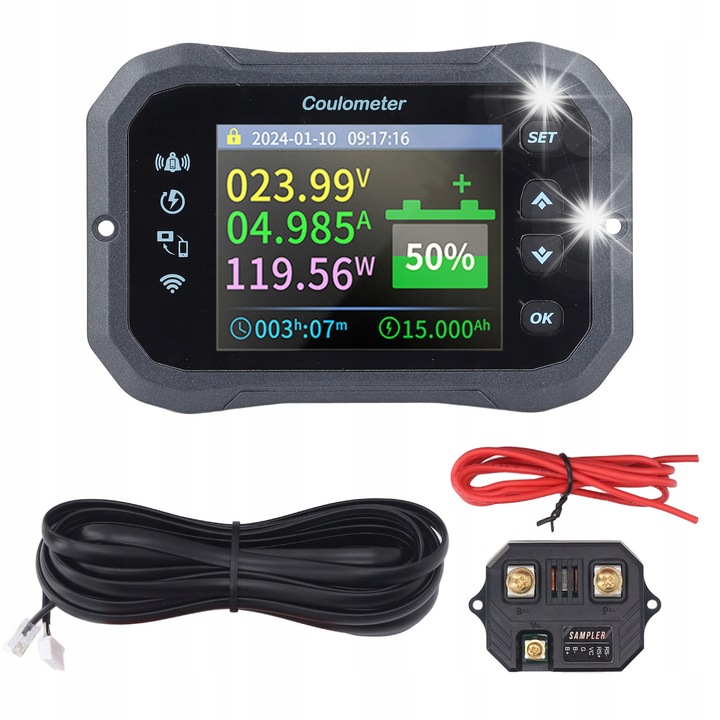 Monitor baterii WiFi 10-100V 0-50A, ecran LCD 2,4 inch, detectie bidirectionala