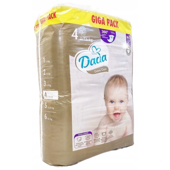 Set 164 scutece Dada, 7-16 kg, 360 protectie