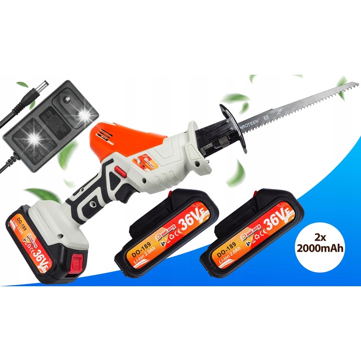 Fierastrau electric cu acumulator DaoLong 36V, 2.0Ah, 4 brice, LED, set complet