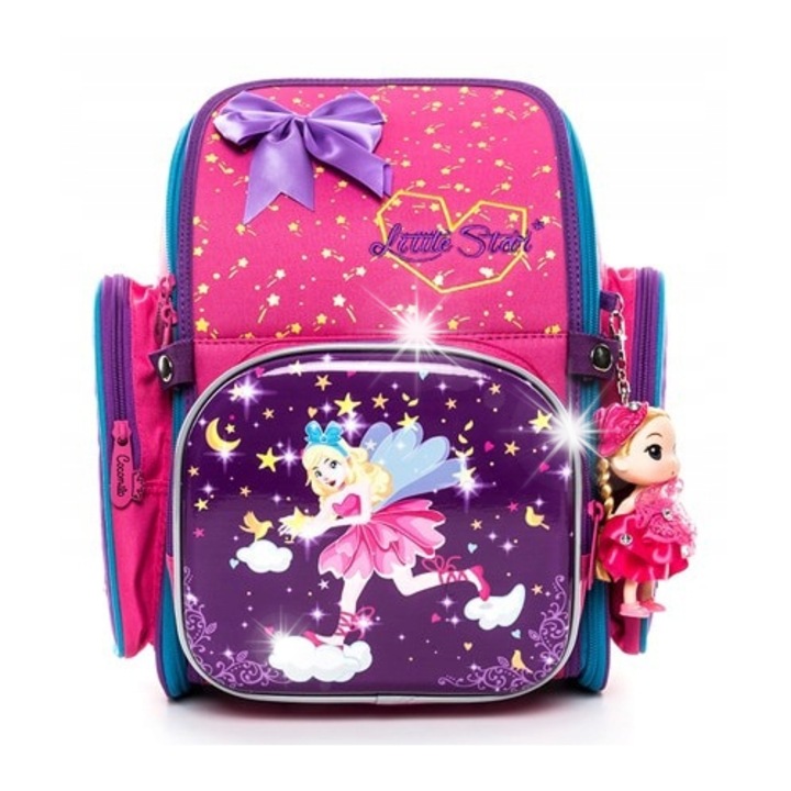 Ghiozdan scolar Delune seria 7-125, 2 compartimente, material impermeabil, 37x29x20cm, pentru clasele 1-3