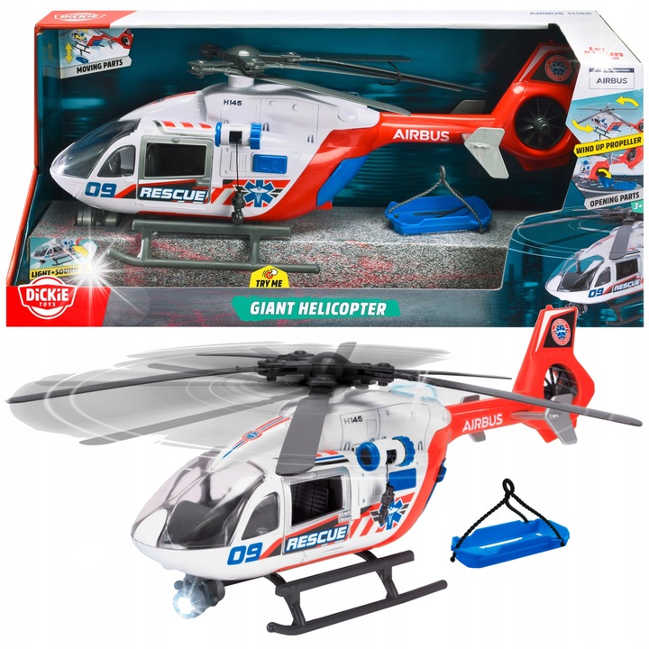 Elicopter de salvare interactiv Dickie Toys, lumini si sunete, 54cm, 3+