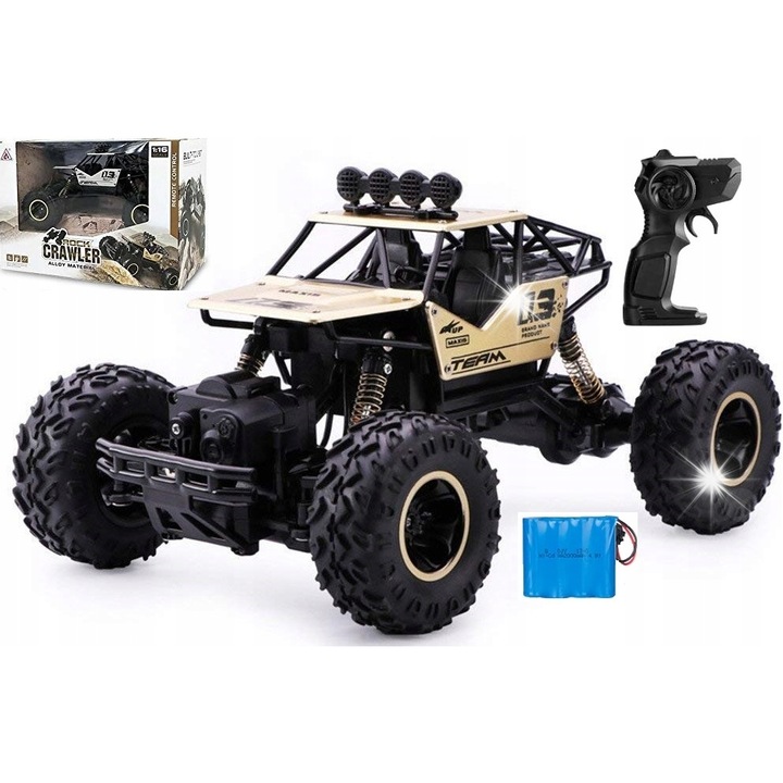Masinarc remote control 4x4 Bobo-San, metal, dimensiuni 27x18x14cm, viteza pana la 15 km/h, set complet