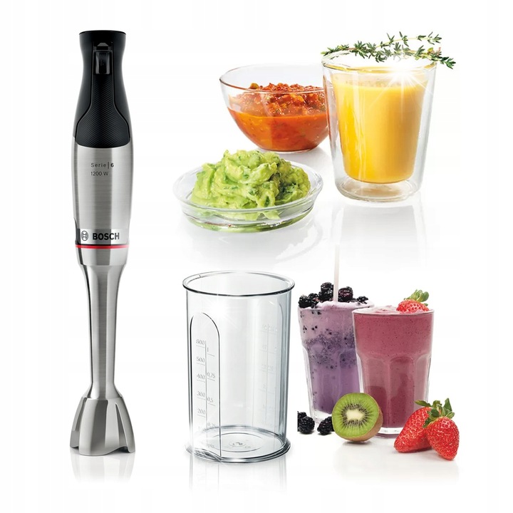 Пасатор Bosch ErgoMaster 1200W, QuattroBlade, инокс, с мерителна купа