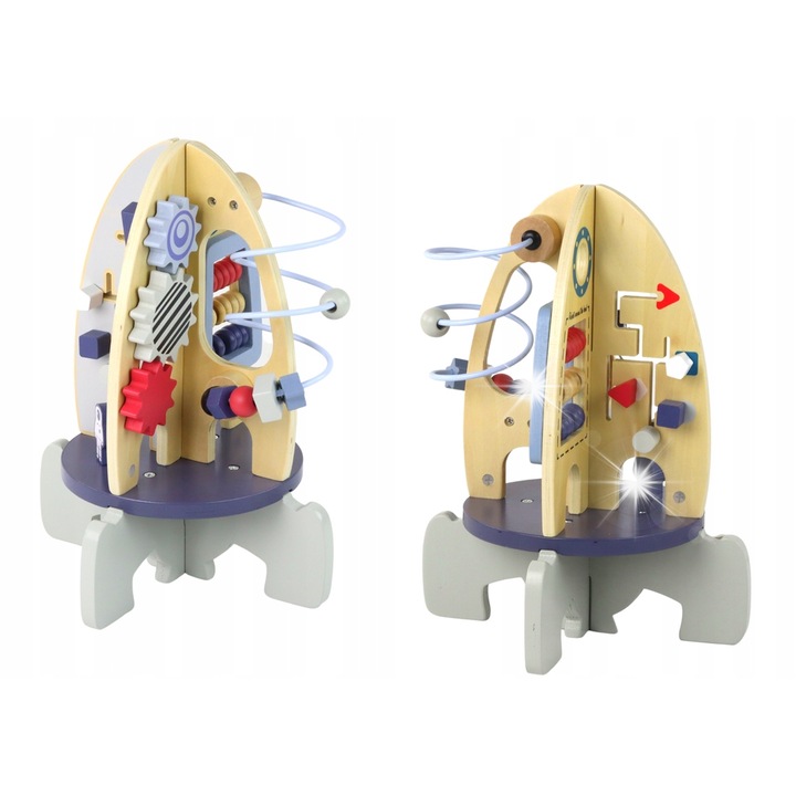 Bolo oktató fajáték rakéta, gyöngy labirintussal és fogaskerekekkel, többszínű, 22x22x30cm