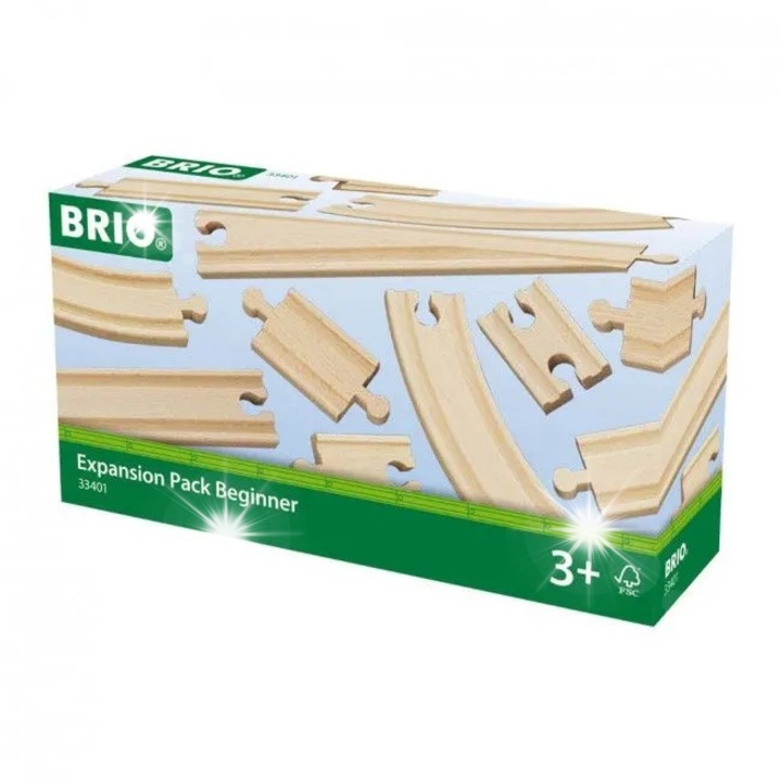 Set Brio, 11 elemente, trasee din lemn, compatibil cu alte marci, 3 ani+