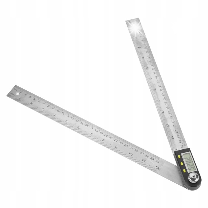 Linie de masurare digitala 2 in 1, 300mm, 0-360°, inox, display LCD