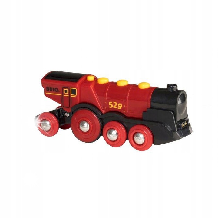 Locomotiva de jucarie Brio 33592, rosie, cu efecte sonore si luminoase, dimensiuni 10x15x22cm