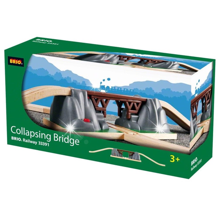 Trenulete de jucarie, Brio, set cu 3 elemente, viaduct, 2x piese de cale, multicolor