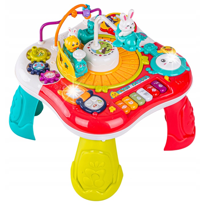 Masa interactiva educationala, DK, pianino, tren, multicolor, 30x30cm