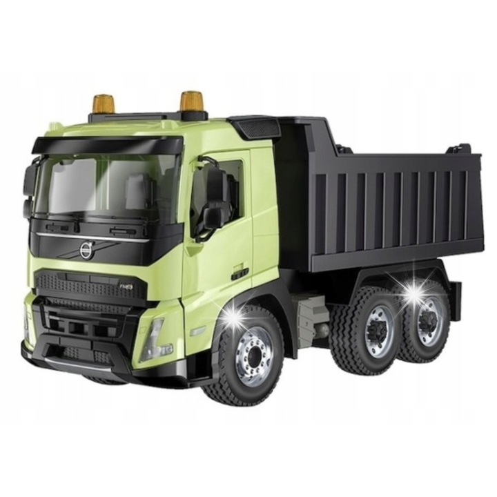 RC billenőplatós teherautó 1:20, Double E, Volvo FMX, hang- és fényeffektusok, 36.2x14.1x18.6cm