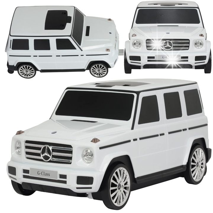 Куфар и ездач Mercedes G-Class, бял, 60.3x31.6x26.2cm, капацитет 25л, детски комплект