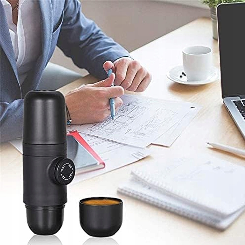 Cafetiera manuala, 19,8x6cm, inox 304, silicon ABS, neagra