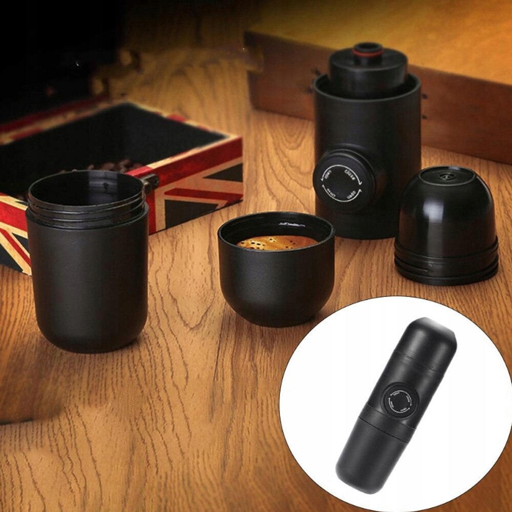 Cafetiera manuala, 19,8x6cm, inox 304, silicon ABS, neagra