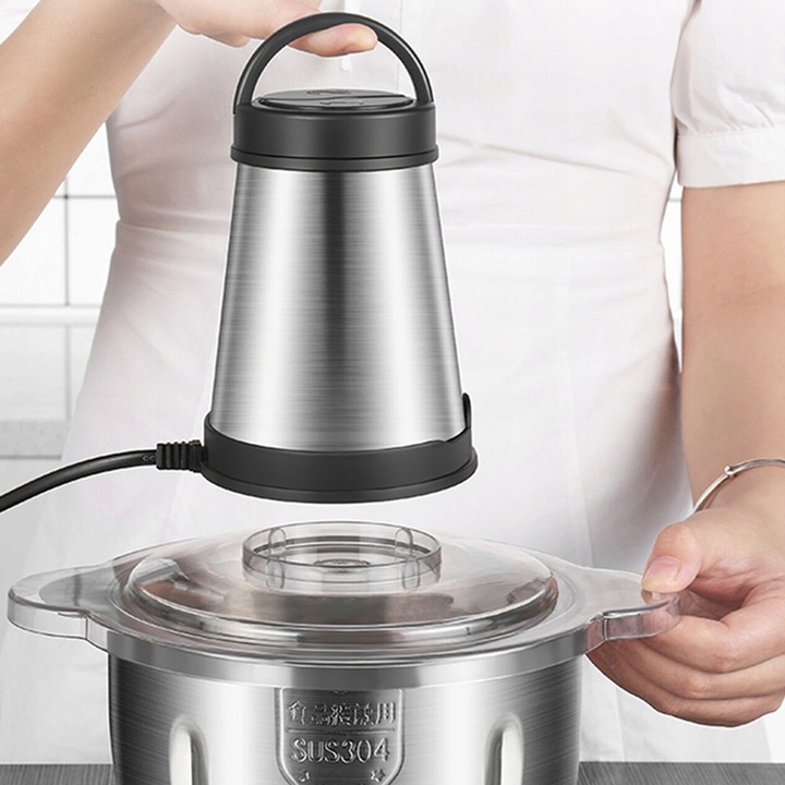 Електрическа ренде за месо и зеленчуци, 300W, инокс, 2L, сребриста и черна