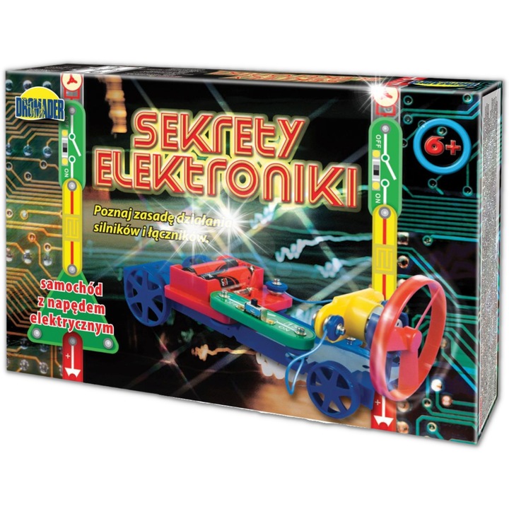 DROMADER oktatókészlet, elektromos motoros autó, 5 lehetséges konstrukció, 6+