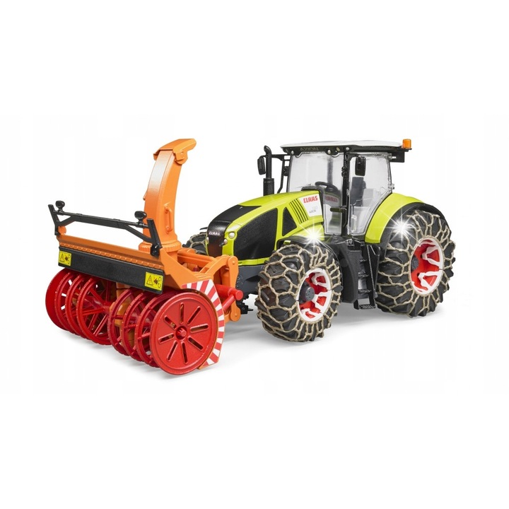 Tractor Bruder Axion 950 cu plug de zapada, 48x18x21cm
