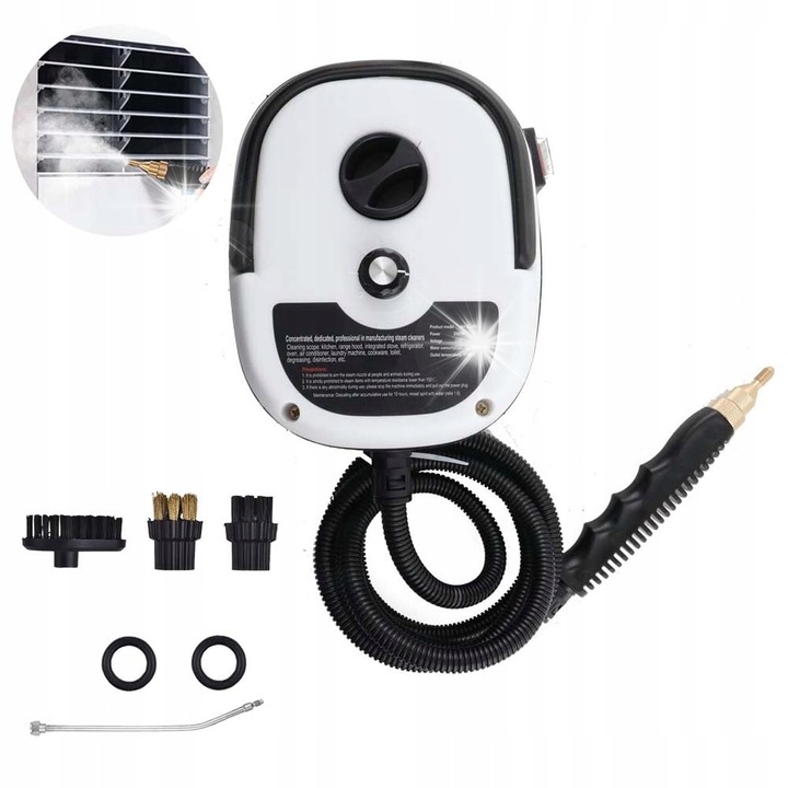 Aparat de curatat cu abur, 2500W, 1L, 6 viteze, alb, 19x15x13cm, set cu 3 capete