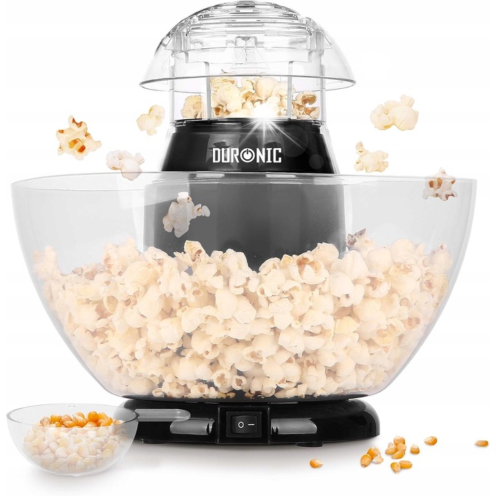 Masina de Popcorn Duronic, cu Misa Detasabila, 50-60g Porumb, Preparare in 3 Minute