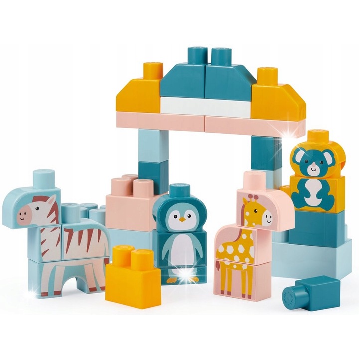 Комплект кубчета Abrick 55 части животни от зоопарка, Ecoiffier, 37x16x25см, многоцветен