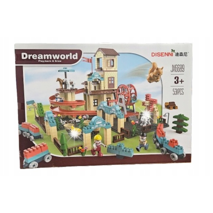 Set de constructie, KLOCKIE, 531 elemente, figurine animale, multicolor, 3+ ani