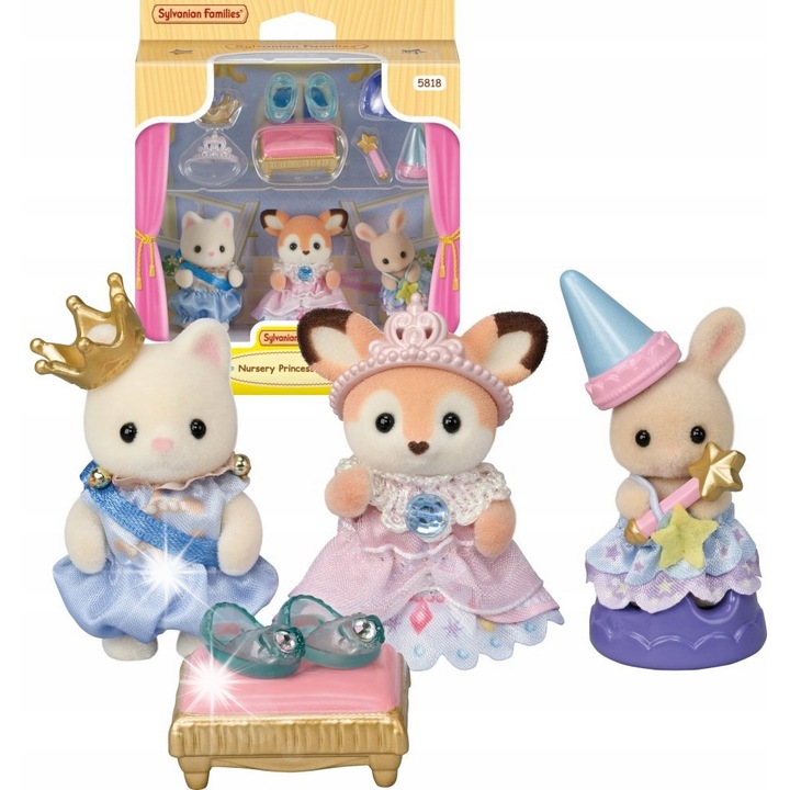 Фигурки Sylvanian Families, комплект 3 фигурки, персийска котка, лисица, зайче, 4 см, многоцветен