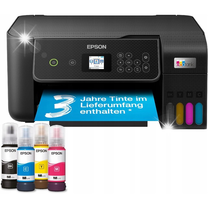 Imprimanta multifunctionala Epson EcoTank ET-2870, wireless, neagra, cu rezervoare de cerneala, set inclus