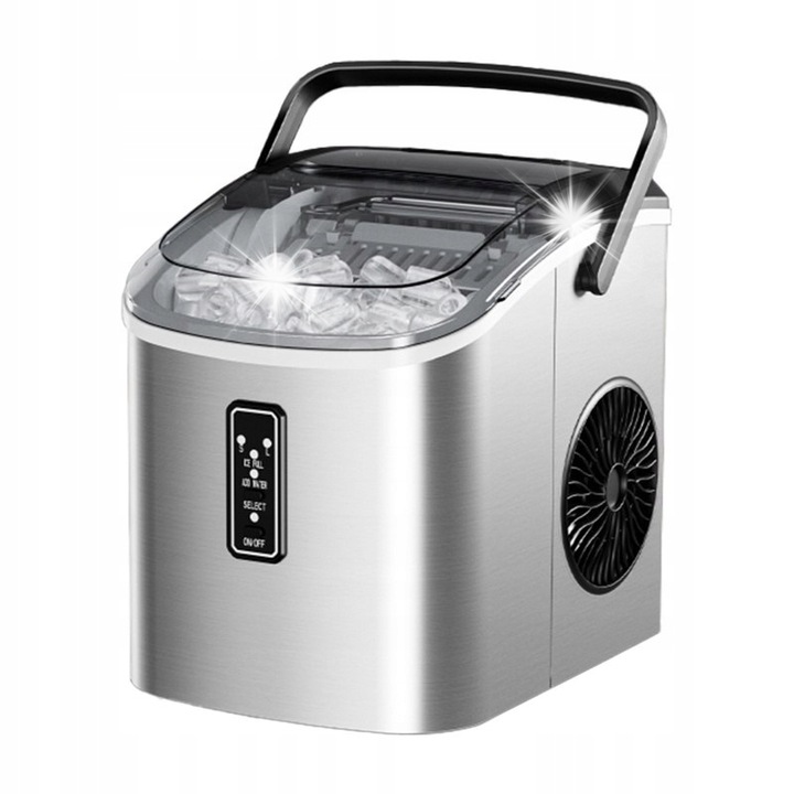 Машина за лед Euhomy IM008, 2 размера кубчета, инокс, 36,6x22,2x29,4см, комплект с аксесоари