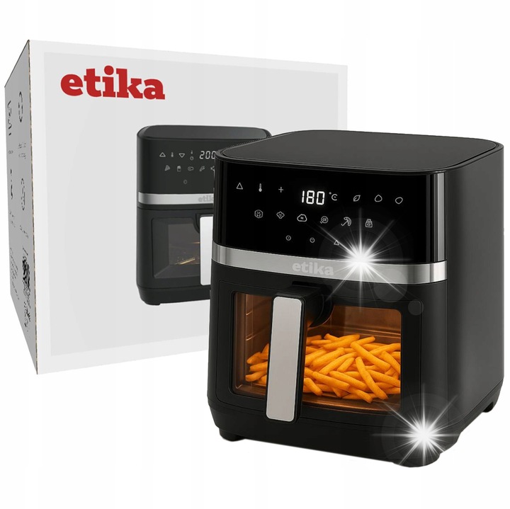 Etika olajmentes fritőz, 8L, 1700W, fekete-ezüst, 8 automata program