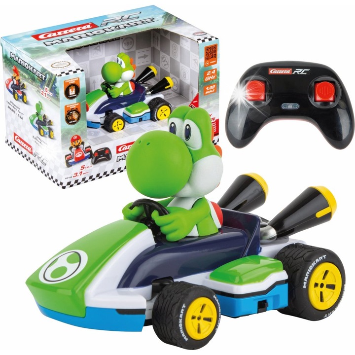 Masinuta RC Carrera MarioKart Race Kart Yoshi 1:32, 2.4GHz, 12x8x8cm, set complet