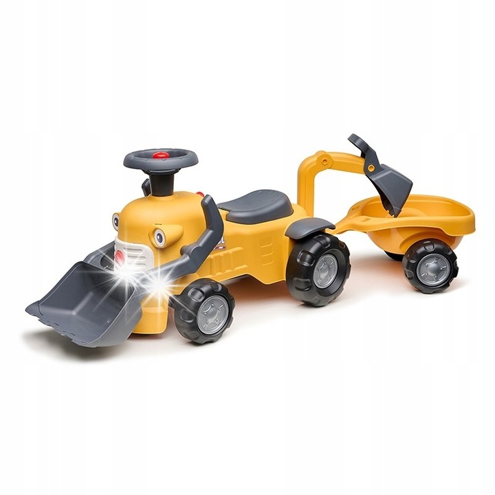 Buldoexcavator copii cu remorca, Falk, 31x110x45cm, pentru copii de la 1 an, max 25kg