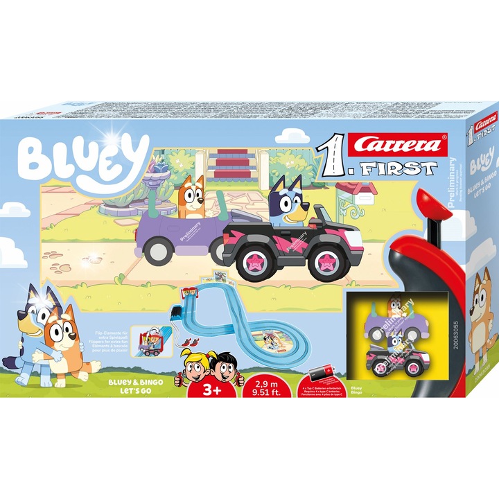 Писта за коли Carrera FIRST Bluey и Bingo, 2,9 м, 2 коли, 114x88 см