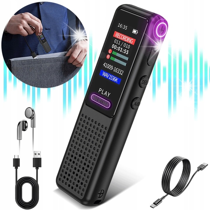 Reportofon 64GB cu activare vocala si tehnologie de reducere a zgomotului