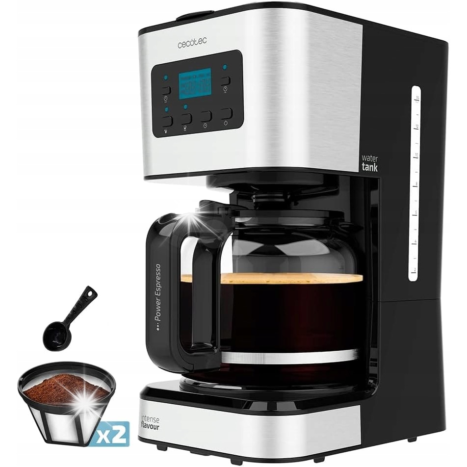 Cafetiere programabila Cecotec, 1,5L, inox, functie AutoClean, ecran LCD