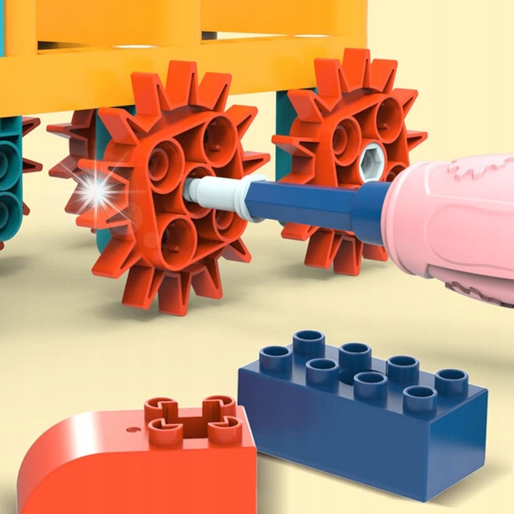 Set de constructie cu motor, 116 piese, dezvoltare creativa, colorat, 6+ ani