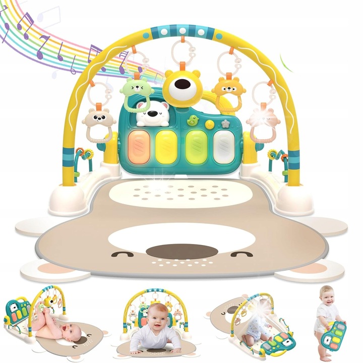 Covor educational interactiva cu pian si jucarii, For Fun, 80x66x41cm, pentru bebelusi 0-12 luni