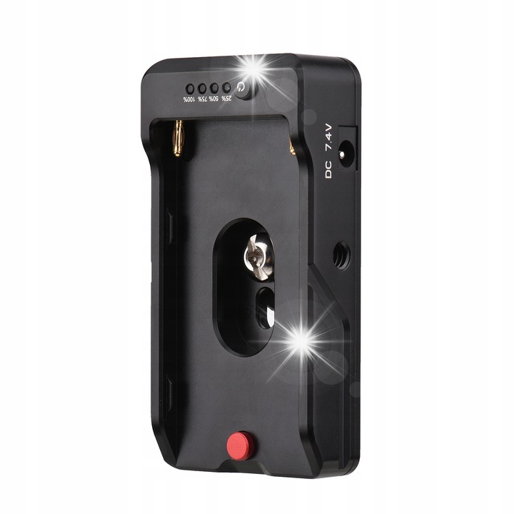 Адаптерна платка за NP-F батерии, DC изходи 12V и 7.4V, черен цвят, размери 9.5x4.7x4см