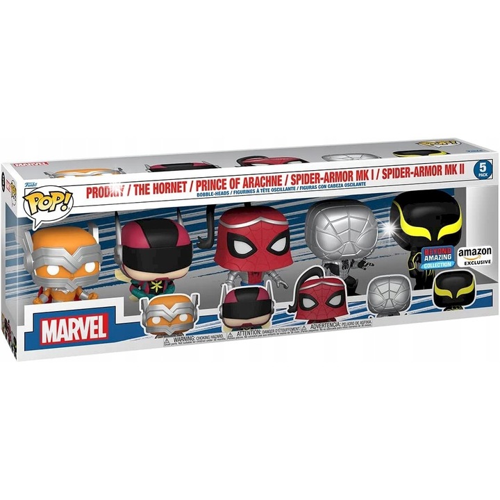 Фигурка Funko Pop Marvel Beyond Amazing 5-Pack: Prodigy, The Hornet, Prince of Arachne, Spider-Armor MK I, Spider-Armor MK II, 10см, многоцветен