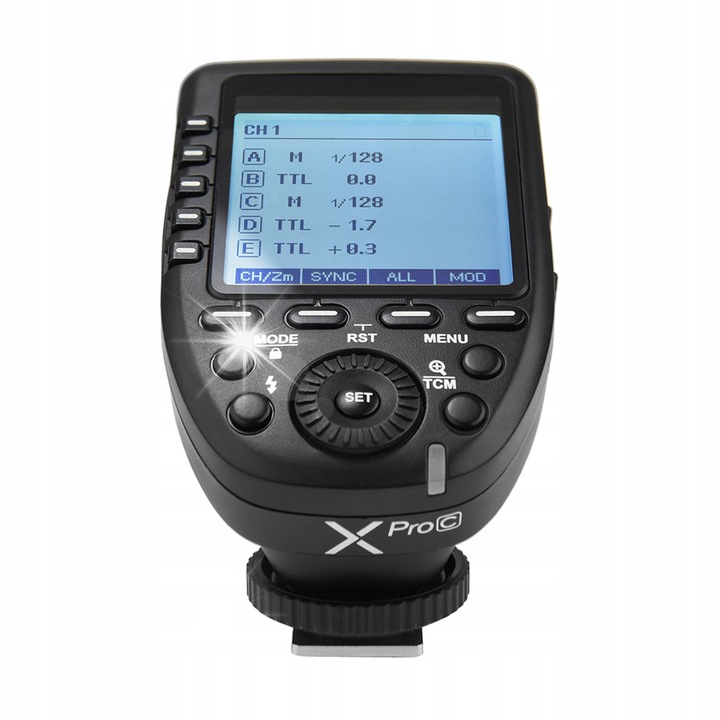 Godox Xpro-C E-TTL II 2.4G vakuindító készlet Canon fényképezőgépekhez, 16 csoport, 32 csatorna, 9x5,8x5cm