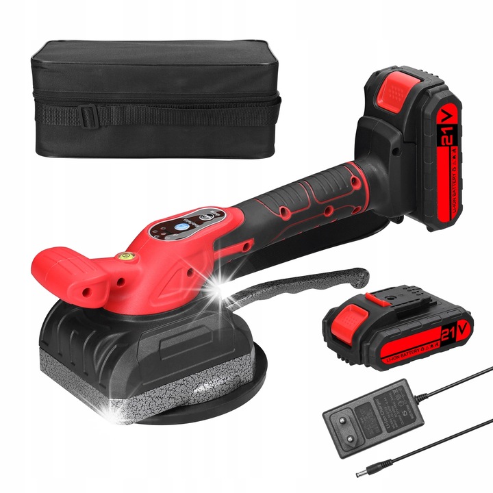 Suport de prindere cu vibratii pentru placi ceramice, 130mm, 200kg, rosu si negru, set cu 2 baterii si incarcator UE