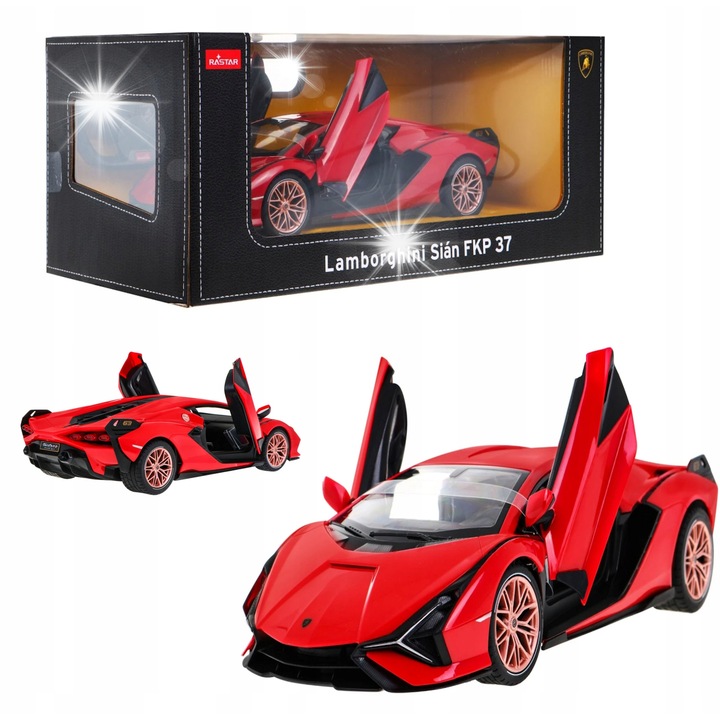 Lamborghini Sian 1:14 kisautó, piros, méretek 37x15x13cm, távirányítóval