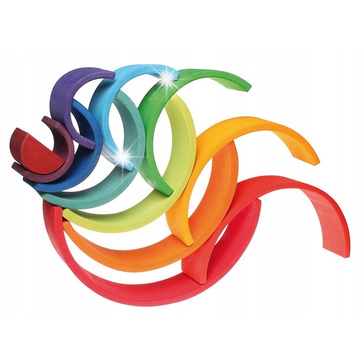 Set Teca de lemn colorata 12 elemente Grimm's, 0+, FSC