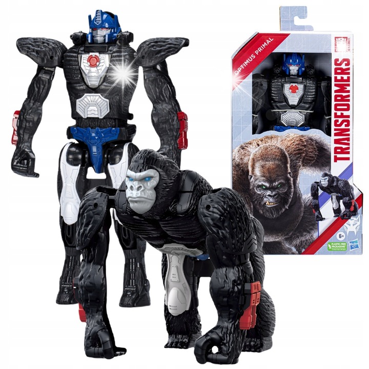 Figurina robot de jucarie Transformers, Hasbro, Optimus Primal, 27 cm, 2 in 1, transformare in 6 pasi, pentru baieti
