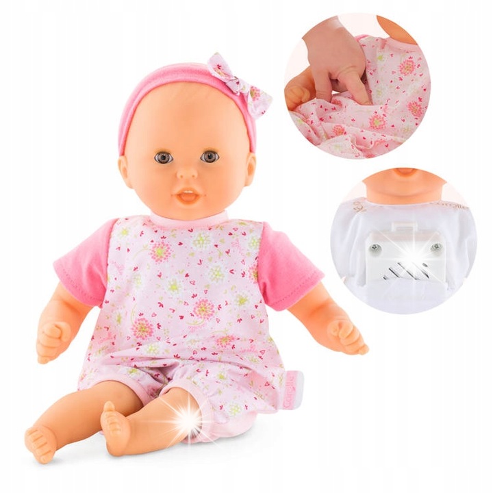 Interaktív Lala Baby Calin Corolle 30cm, 7 funkció, rózsaszín, elemekkel