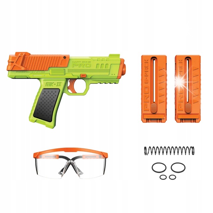 Pistol de jucarie Dart Zone Pro Nitroshot+ MK-2, verde, 12 sageti, 44m
