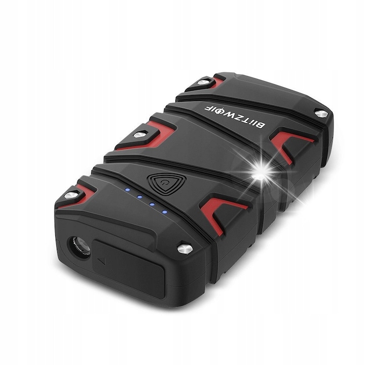 BlitzWolf BW-JS1 autós indító, 12000mAh 800A, IP67, zseblámpával, 185x102x46mm, fekete