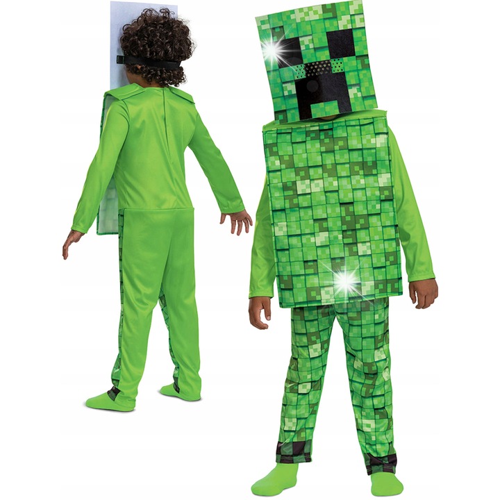 Costum copii Creeper Minecraft, Disguise, 10-12 ani, verde, 128cm